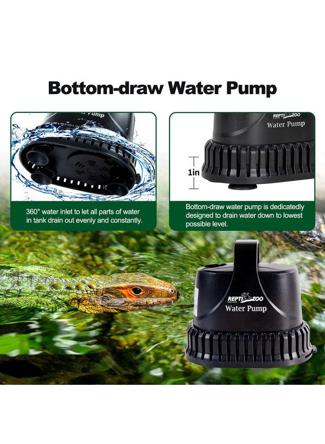 REPTIZOO REPTIZOO Low Water Level Drain Pump, 243GPH 26W Submersible Drain Pump with Bottom Suction, Flow Adjustable Bottom-draw Water Pump for Turtle/Fish/Paludarium Tanks  - Image 3