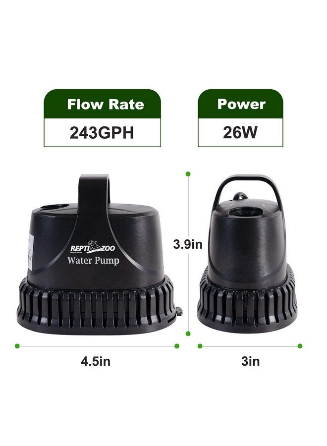 REPTIZOO REPTIZOO Low Water Level Drain Pump, 243GPH 26W Submersible Drain Pump with Bottom Suction, Flow Adjustable Bottom-draw Water Pump for Turtle/Fish/Paludarium Tanks  - Image 2