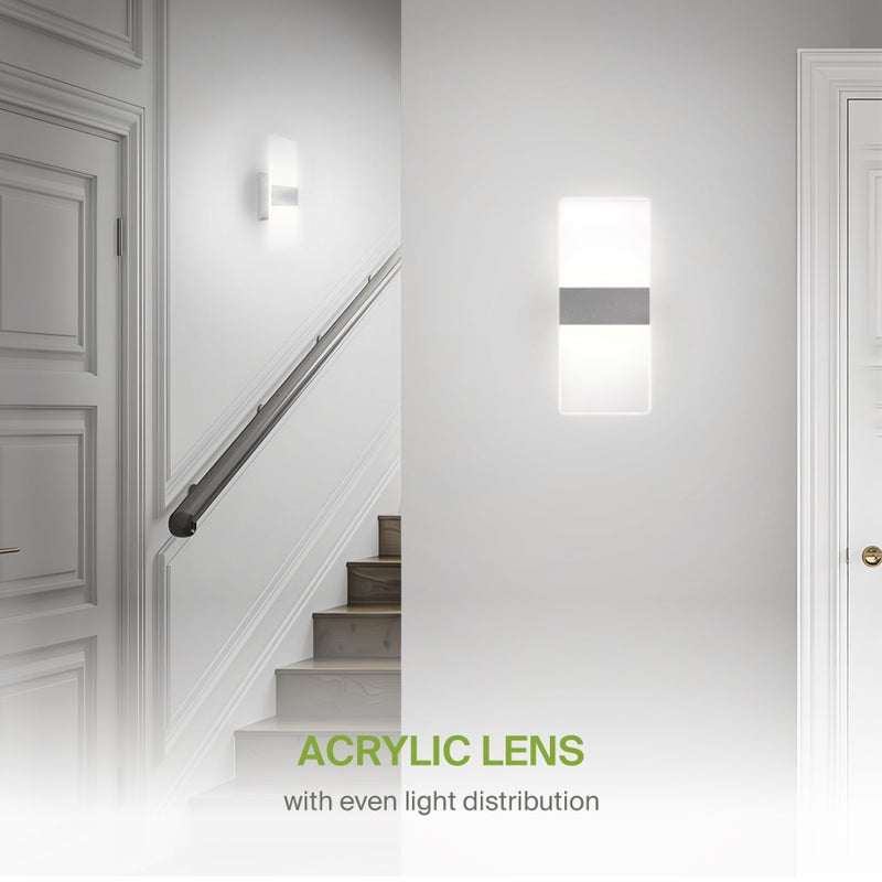 ASD LED Indoor Wall Mount Light Fixture - 12 Inch 12W Modern Interior Brushed Nickel Dimmable Wall Sconce Light - UL 2700K-5000K Adjustable - Hallway, Bedroom LED Wall Lights - Image 5