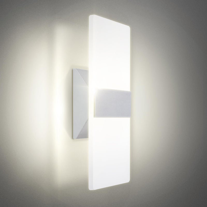 ASD LED Indoor Wall Mount Light Fixture - 12 Inch 12W Modern Interior Brushed Nickel Dimmable Wall Sconce Light - UL 2700K-5000K Adjustable - Hallway, Bedroom LED Wall Lights - Image 1
