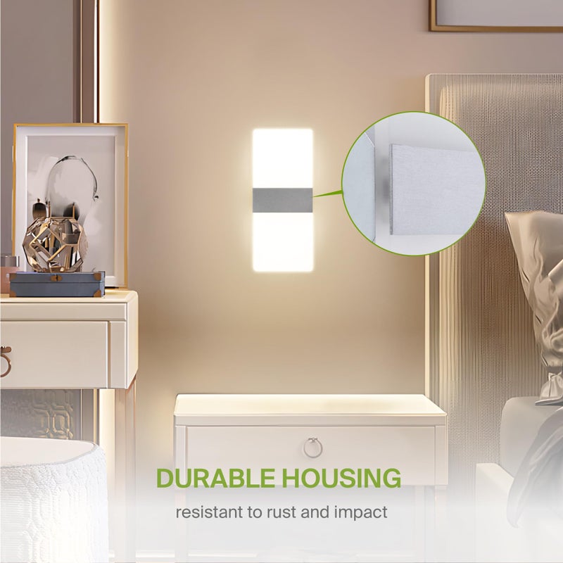 ASD LED Indoor Wall Mount Light Fixture - 12 Inch 12W Modern Interior Brushed Nickel Dimmable Wall Sconce Light - UL 2700K-5000K Adjustable - Hallway, Bedroom LED Wall Lights - Image 4