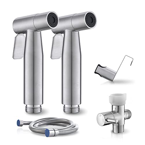 BRITULIF 2 Packs BRITULIF Bidet Sprayer for Toilet, Hand Sprayer with Adjustable Jet Spray for Toilet Handheld Bidet Cloth Diaper Sprayer Set Muslim Shower Bidet Handheld-Easy to Install - Image 1