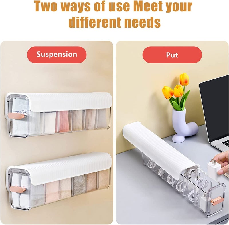 Paghadi Drawer Underwear Organizer Divider Wall Mount 6 Cell Drawer Storage Boxes and Acrylic Organizers for Lingerie Socks Ties Data Cable Spices Organization 1 Pcs Multi - Image 2