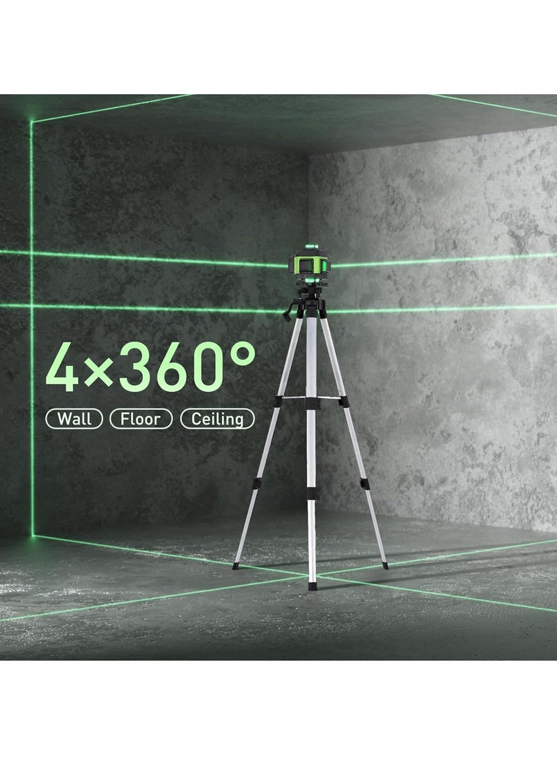 Generic - 16 Lines 4D Laser Level Horizontal Vertical Line Laser with Tripod, 2400 mAh Battery x 2, with Telescopic Tripod for Laying Floor Tiles, Installation Dividers - Image 1