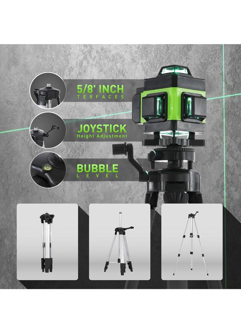 Generic - 16 Lines 4D Laser Level Horizontal Vertical Line Laser with Tripod, 2400 mAh Battery x 2, with Telescopic Tripod for Laying Floor Tiles, Installation Dividers - Image 1