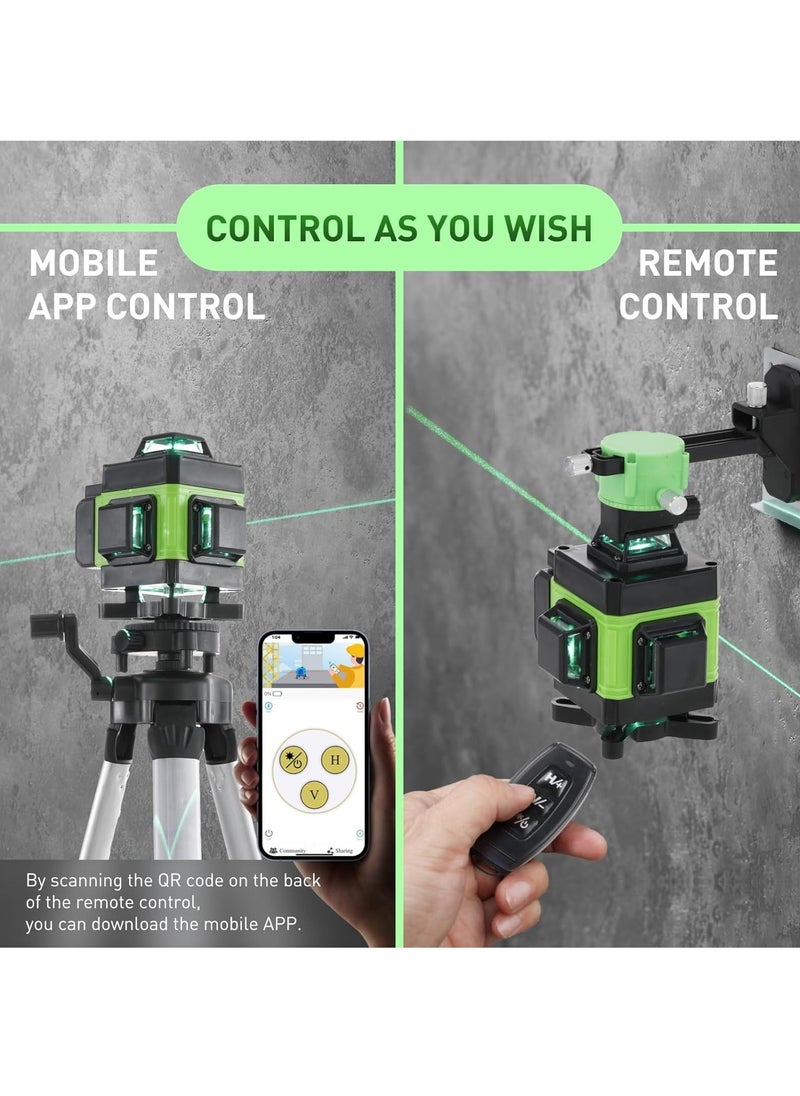 Generic - 16 Lines 4D Laser Level Horizontal Vertical Line Laser with Tripod, 2400 mAh Battery x 2, with Telescopic Tripod for Laying Floor Tiles, Installation Dividers - Image 1