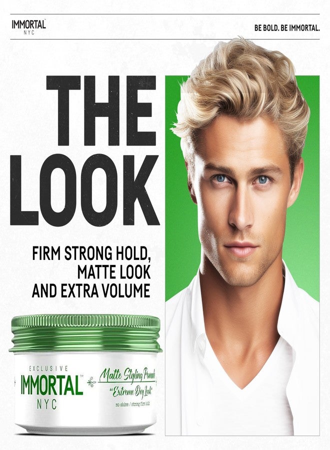 Immortal NYC Matte Styling Extreme Dry Look Pomade - 7 out of 9 Holding Ability, Matte Finish - All Natural Water-Based Hair Wax for Men - No Residue, All Hair Types - Image 2