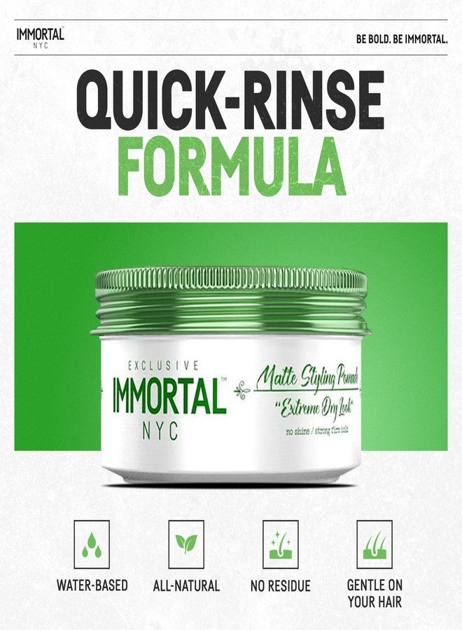 Immortal NYC Matte Styling Extreme Dry Look Pomade - 7 out of 9 Holding Ability, Matte Finish - All Natural Water-Based Hair Wax for Men - No Residue, All Hair Types - Image 4