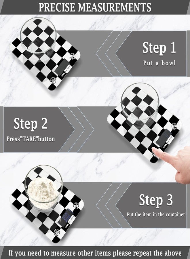Eyanle Food Scale Kitchen Scale Food Scales Digital Weight Grams and Ounces Small Electronic Food Scale for Baking Cooking Checkered Black White - Image 3