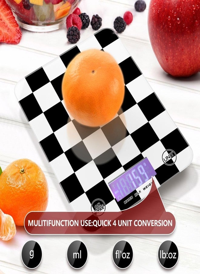Eyanle Food Scale Kitchen Scale Food Scales Digital Weight Grams and Ounces Small Electronic Food Scale for Baking Cooking Checkered Black White - Image 4