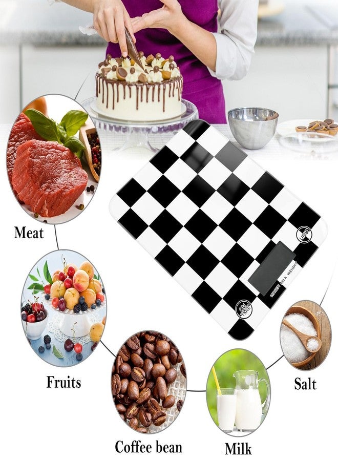 Eyanle Food Scale Kitchen Scale Food Scales Digital Weight Grams and Ounces Small Electronic Food Scale for Baking Cooking Checkered Black White - Image 5