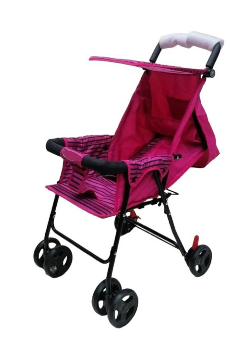 Half Canopy Foldable Prams Baby Stroller Reclining Seat For Sitting And Sleeping Pink