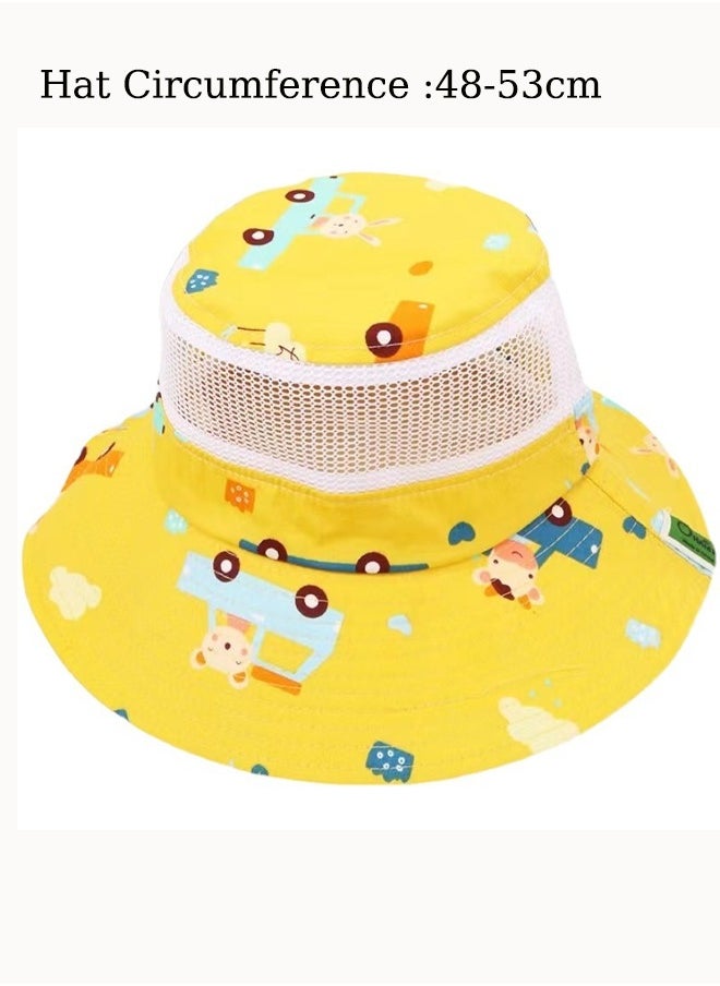 Aissiora Children's sunscreen hats Children's sun hats UV-blocking caps Children's bucket hats Light sun hat in summer Cartoon pattern Unisex  - Image 2