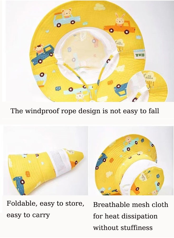 Aissiora Children's sunscreen hats Children's sun hats UV-blocking caps Children's bucket hats Light sun hat in summer Cartoon pattern Unisex  - Image 4