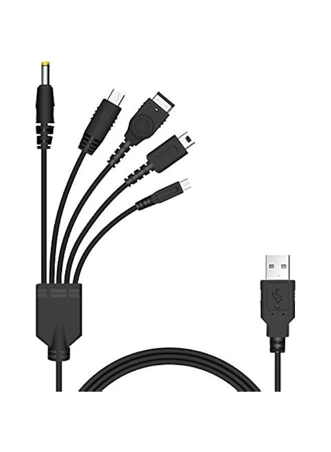 5 in 1 USB Charger Cable Cord for Nintendo NDS Lite/Wii U/New 3DS(XL/LL),3DS(XL/LL),2DS,DSi(XL/LL),NDS/GBA SP(Gameboy Advance sp),PSP 1000 2000 3000 - Image 1