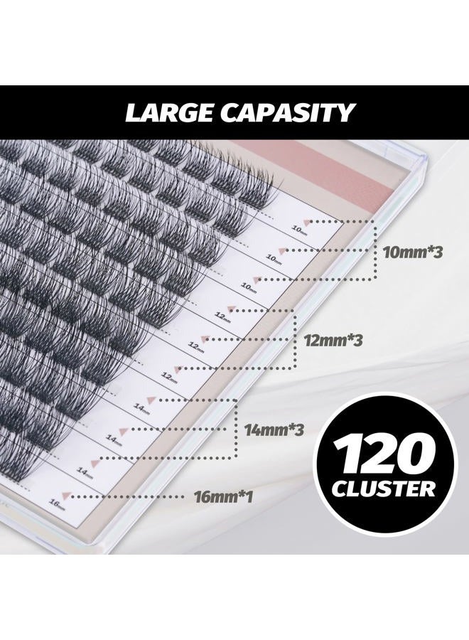 EASITENSION DIY Eyelash Extension Lash Clusters 120 Clusters False Eyelash 3D Effect Individual Natural Lashes Set at Home Eyelash Extension Kit Lashes Pack Volume Cross Mixed - Image 3