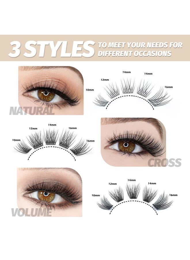 EASITENSION DIY Eyelash Extension Lash Clusters 120 Clusters False Eyelash 3D Effect Individual Natural Lashes Set at Home Eyelash Extension Kit Lashes Pack Volume Cross Mixed - Image 2