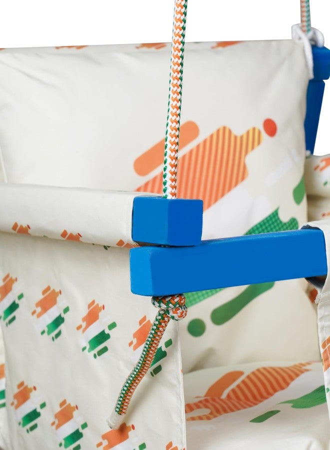 BOFFLE Cotton Swing for Kids, Jhula for Baby, Wooden Baby Swing Hanging Indoor Outdoor, Baby Garden Swing with Safety Belt & 2 Pillows (6 Months to 4 Years) (Up to 20 kg) - Image 3