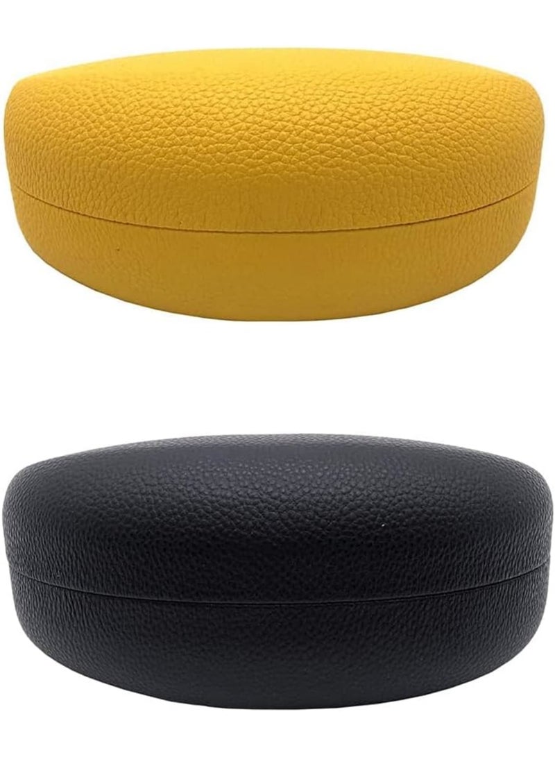 SOLARAE Hard Shell Eyeglasses Case, 2 PACK Protective Case For Sunglasses and Eyeglasses, Sunglasses Case Concise, Suitable for storing men's and women's glasses, Yellow and Black - Image 1