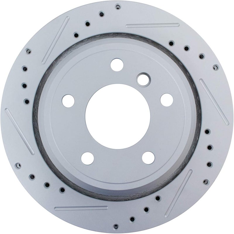 TRQ Rear Performance Brake Rotors Set Vented Premium G-Coated Cross Drilled & Slotted Compatible with 2001-2003 BMW 525i 1997-2000 528i 530i 1997-2003 540i - Image 5