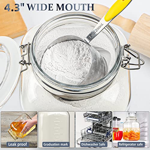 Folinstall 1 Gallon Square Super Wide-Mouth Glass Jars with Airtight Lids, Glass Storage Jars with 2 Measurement Mark, Sturdy Canning Jars with Large Capacity 4100 ML For Overnight Oats - Image 3