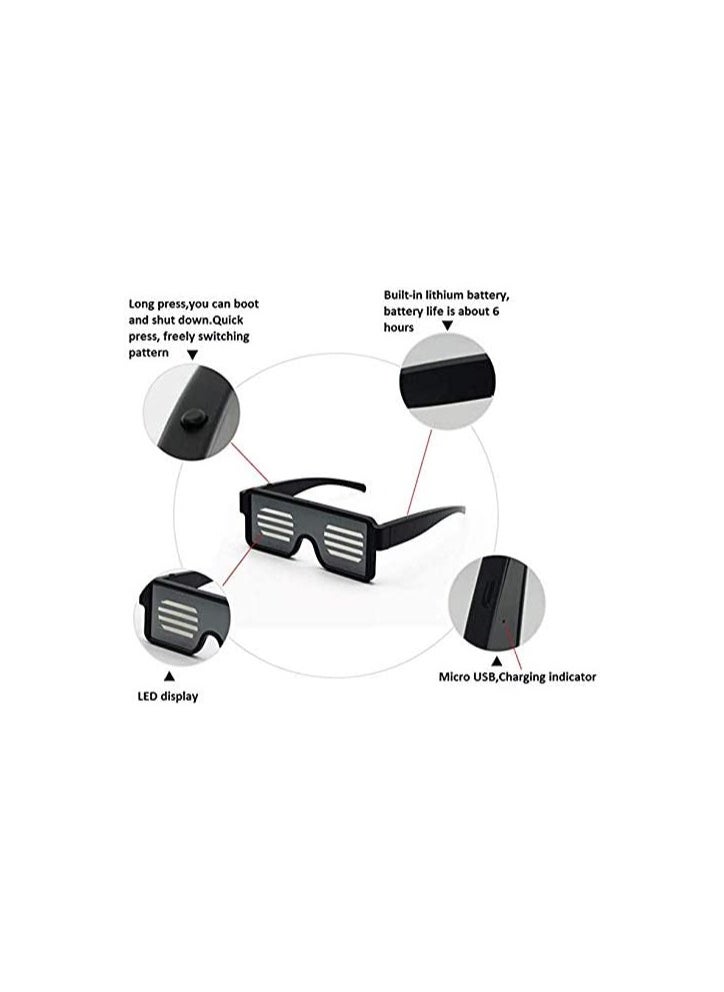 amazing.EGP - USB Rechargeable Christmas Party Dynamic Luminous LED Glasses (Screen_Multi-Color) - Image 1