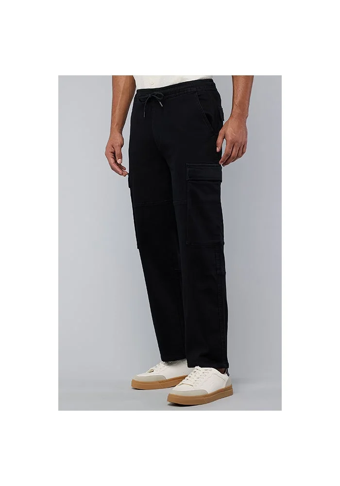 R&b  Solid Cargo Jeans with Drawstring Waist for Men | Best Price UAE
