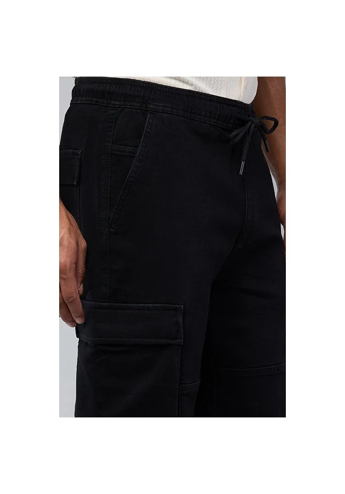R&b  Solid Cargo Jeans with Drawstring Waist for Men | Best Price UAE