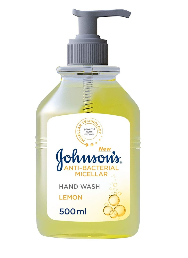Johnson & Johnson Johnson's Hand Wash, Anti-Bacterial Micellar, Lemon, 500 ml  - Image 1