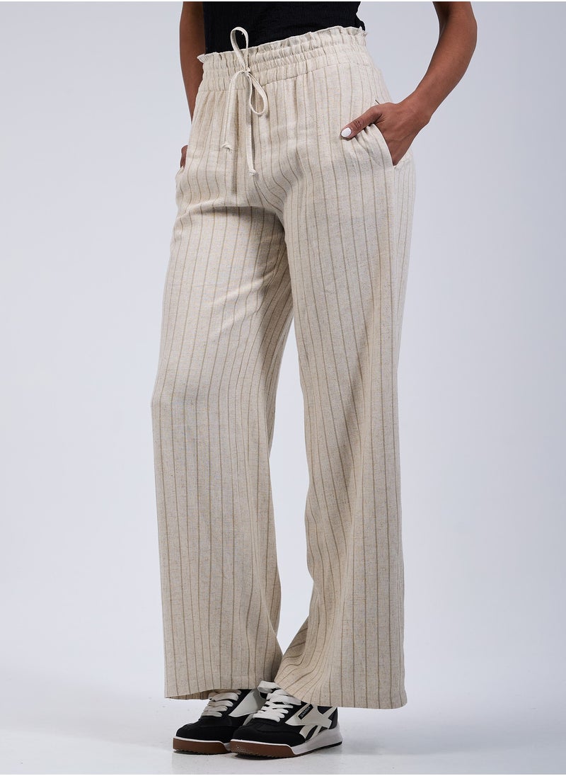 Ship Master - Women’s Striped Fabric Pants – Made from Premium Summer Fabrics, Comfortable & Loose Fit - Image 1