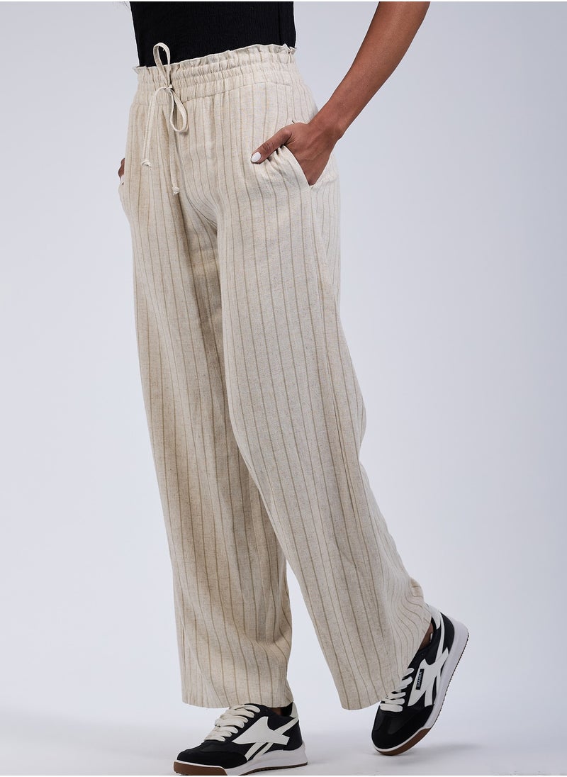 Ship Master - Women’s Striped Fabric Pants – Made from Premium Summer Fabrics, Comfortable & Loose Fit - Image 1