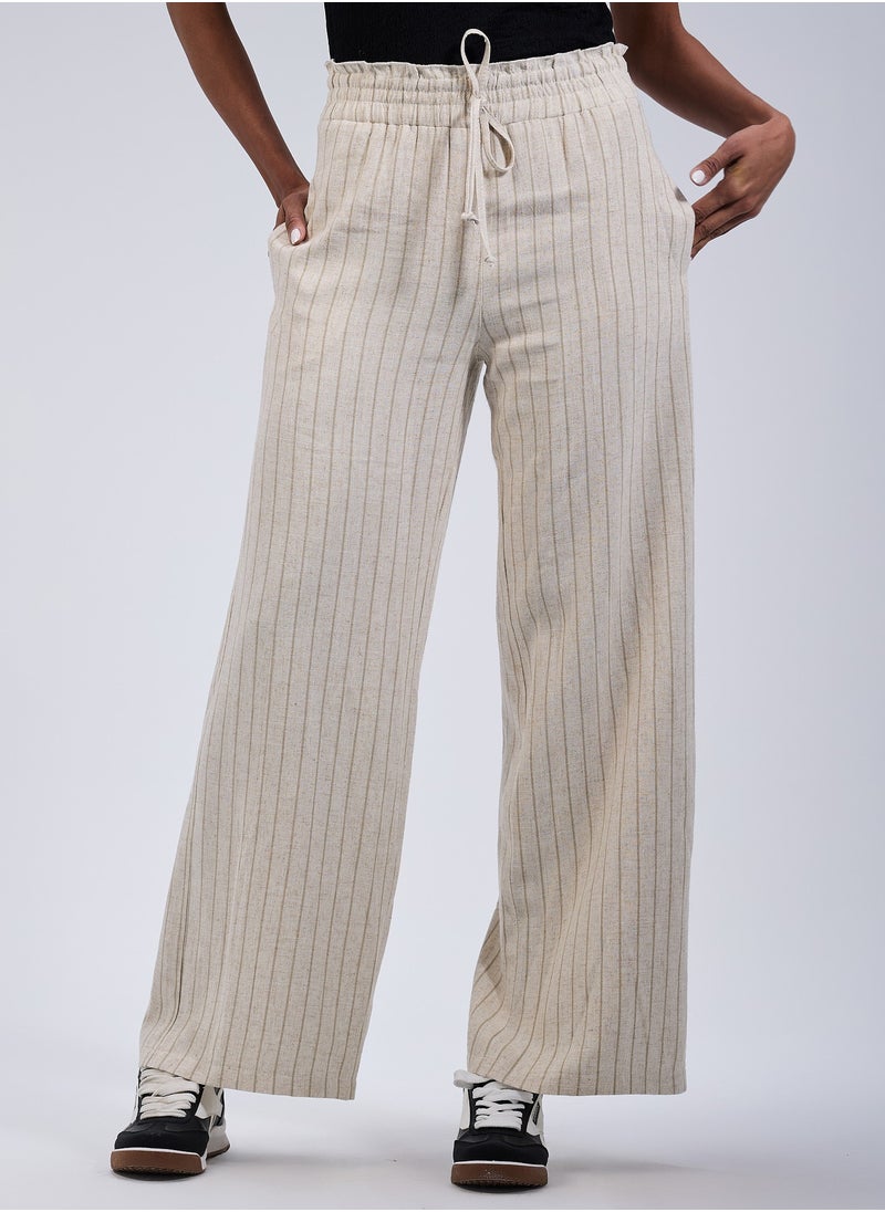 Ship Master - Women’s Striped Fabric Pants – Made from Premium Summer Fabrics, Comfortable & Loose Fit - Image 1