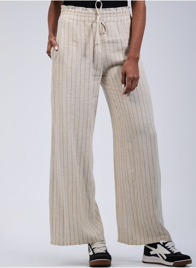 Ship Master - Women’s Striped Fabric Pants – Made from Premium Summer Fabrics, Comfortable & Loose Fit - Image 1