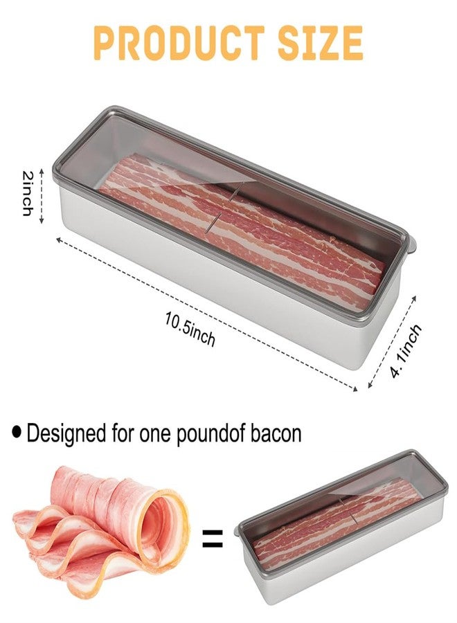 Yeasing Bacon Container Stainless Steel Airtight Cheese Container Bacon Containers for Refrigerator Food Storage Containers with Lids Deli Meat Saver Bacon Holder 10.5 Inches Long - Image 2