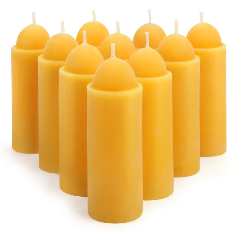 MOSROAD 10 Packs Natural Beeswax Candles Compatible with Candle Lanterns, 12-Hour Long Burn Time Emergency Candles, Lantern Candle for Camping, Survival, Power Outages - Image 1