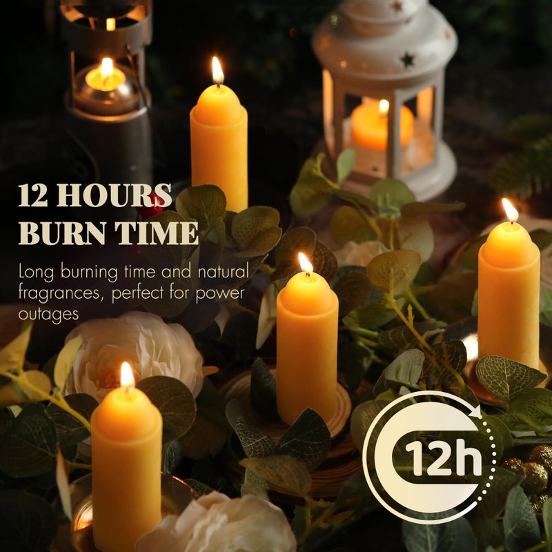 MOSROAD 10 Packs Natural Beeswax Candles Compatible with Candle Lanterns, 12-Hour Long Burn Time Emergency Candles, Lantern Candle for Camping, Survival, Power Outages - Image 5