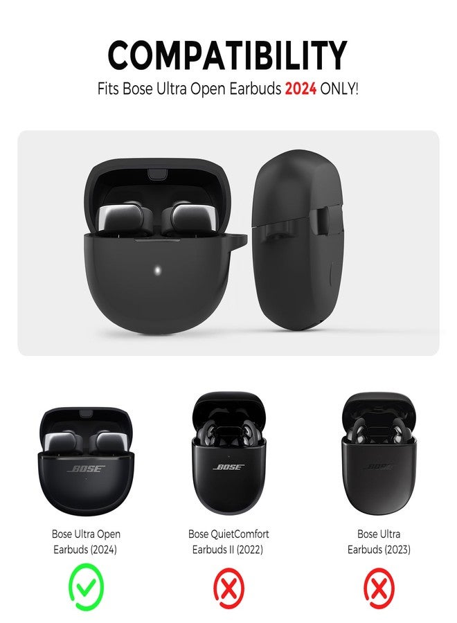 AHASTYLE Silicone Case for New Bose Ultra Open Earbuds (2024) [Added Metal Carabiner] Shockproof Full Protective Skin Case Cover Compatible with New Bose Ultra Open Earbuds 2024 (Black) - Image 2
