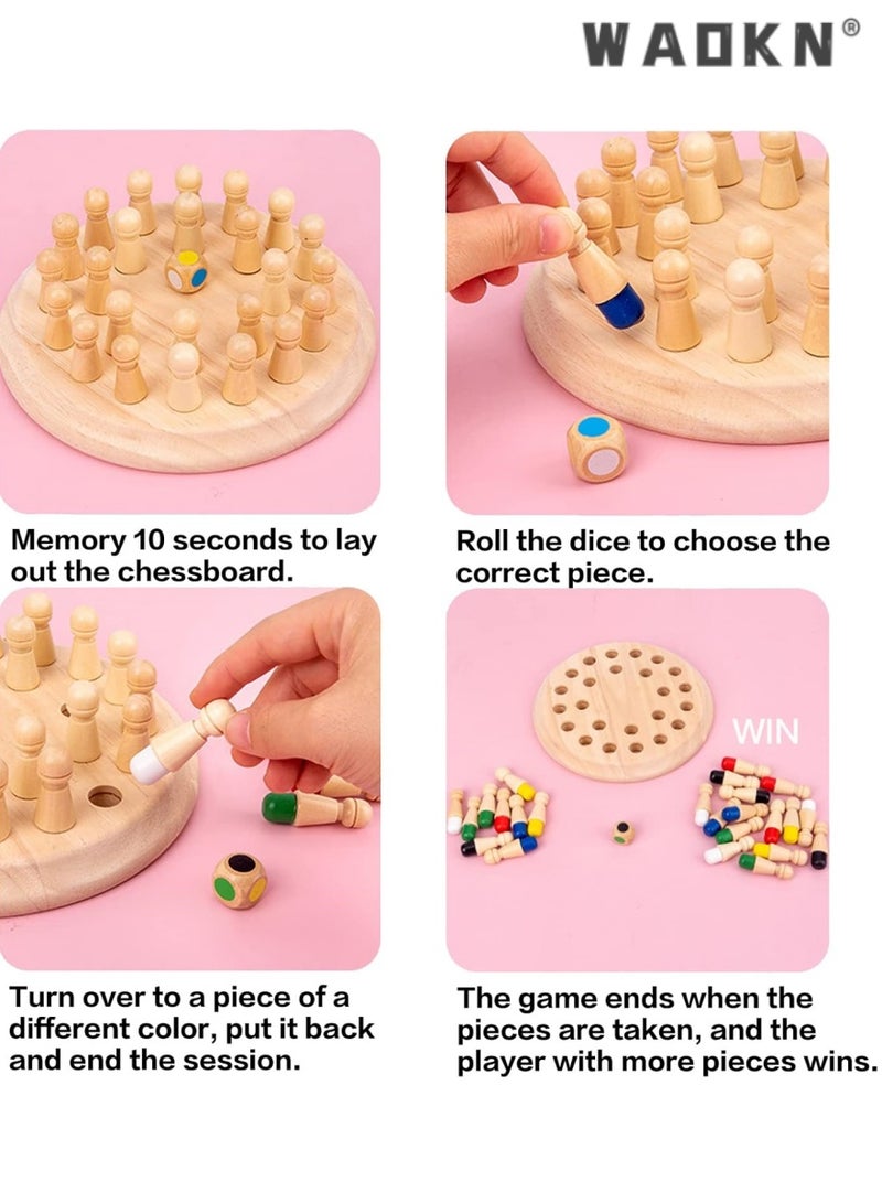 دبليو أيه أو كي أن لعبة مونتيسوري من 4 سنوات، لعبة تعلم الشطرنج الذاكرة، لعبة تعليمية من 4 سنوات، لعبة الذاكرة، تحسن الذاكرة وإدراك الألوان، هدايا عيد ميلاد للأطفال - Image 3