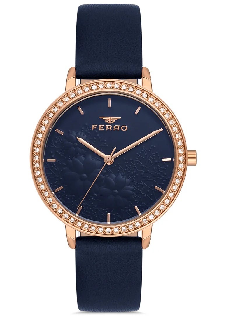 FERRO - FL21242B-T,Watches for Women , analog , Leather strap - Image 1