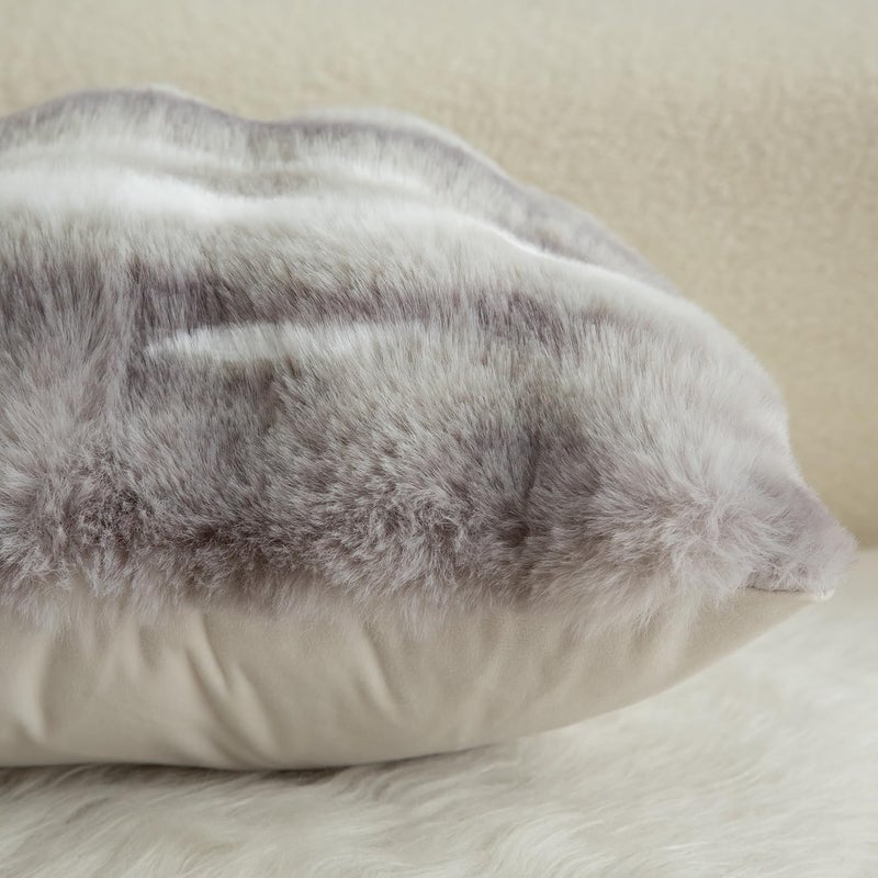 MANDIOO Pack of 2 Thick Plush Wool Decorative Throw Pillow Covers Super Soft Wave Bubble Fur Velvet Cushion Covers Pillow Shams for Couch Bed Living Room 18x18 Inch White Gray - Image 4