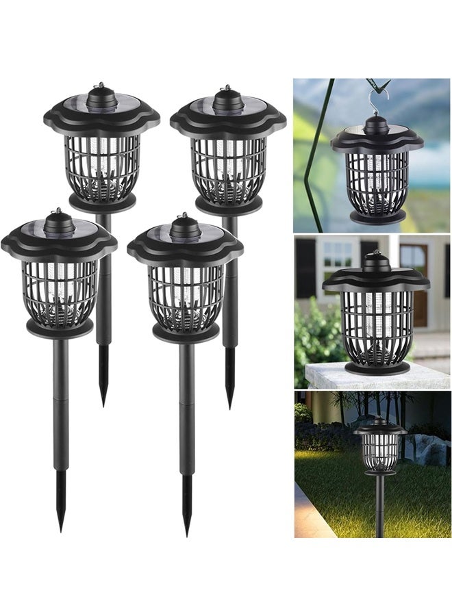 DUNISO 4 Pcs Solar Bug Zapper，3 in 1 Outdoor Waterproof Mosquito Killer and Lighting Lamp，Outdoor Solar Powered Mosquito Zappers，Used for Attracting Mosquitoes, Flies, and Lighting Outdoors,Black  - Image 1