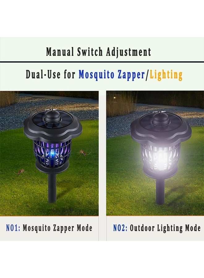 DUNISO 4 Pcs Solar Bug Zapper，3 in 1 Outdoor Waterproof Mosquito Killer and Lighting Lamp，Outdoor Solar Powered Mosquito Zappers，Used for Attracting Mosquitoes, Flies, and Lighting Outdoors,Black  - Image 5