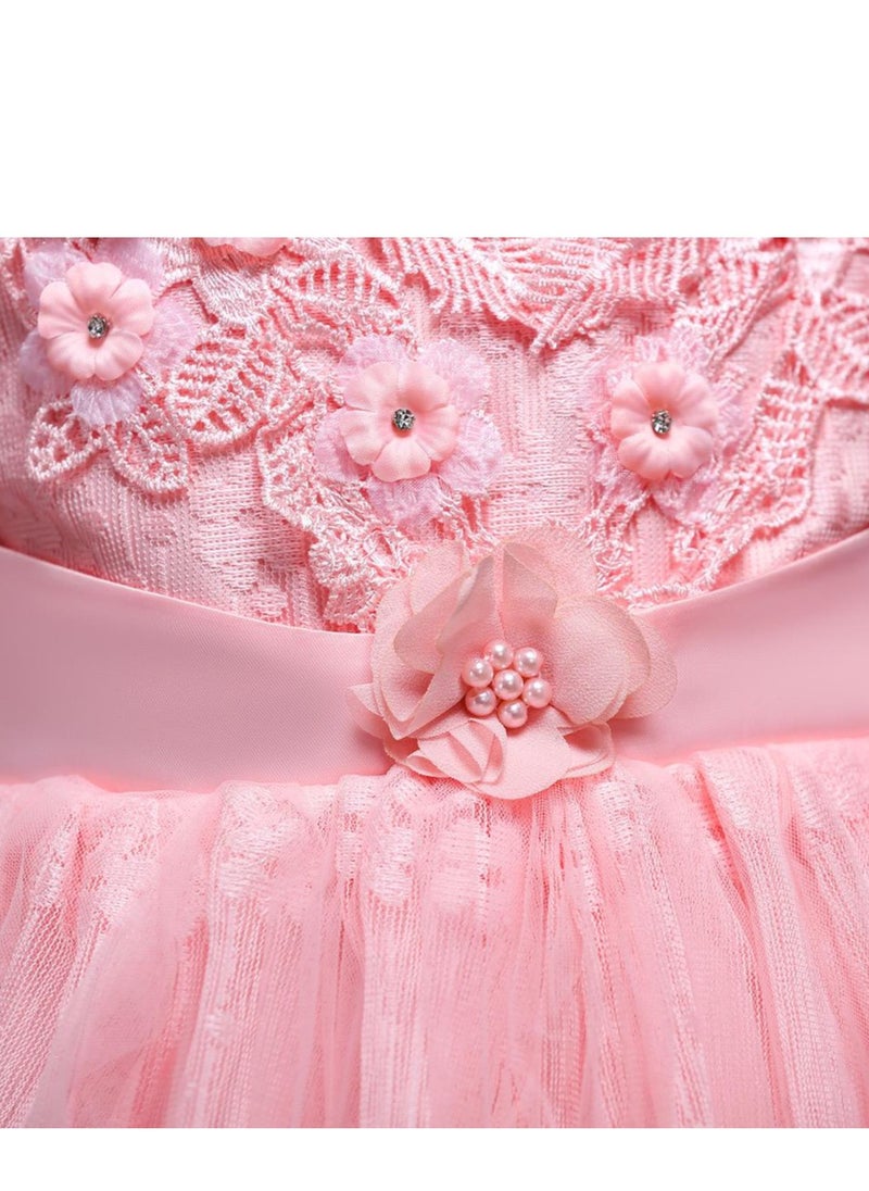 Best Gift Fashion - Summer Flower Dress Pageant Kids Dresses For Girls Clothes Princess's Girls Dresses for Party and Wedding Prom Pink - Image 1