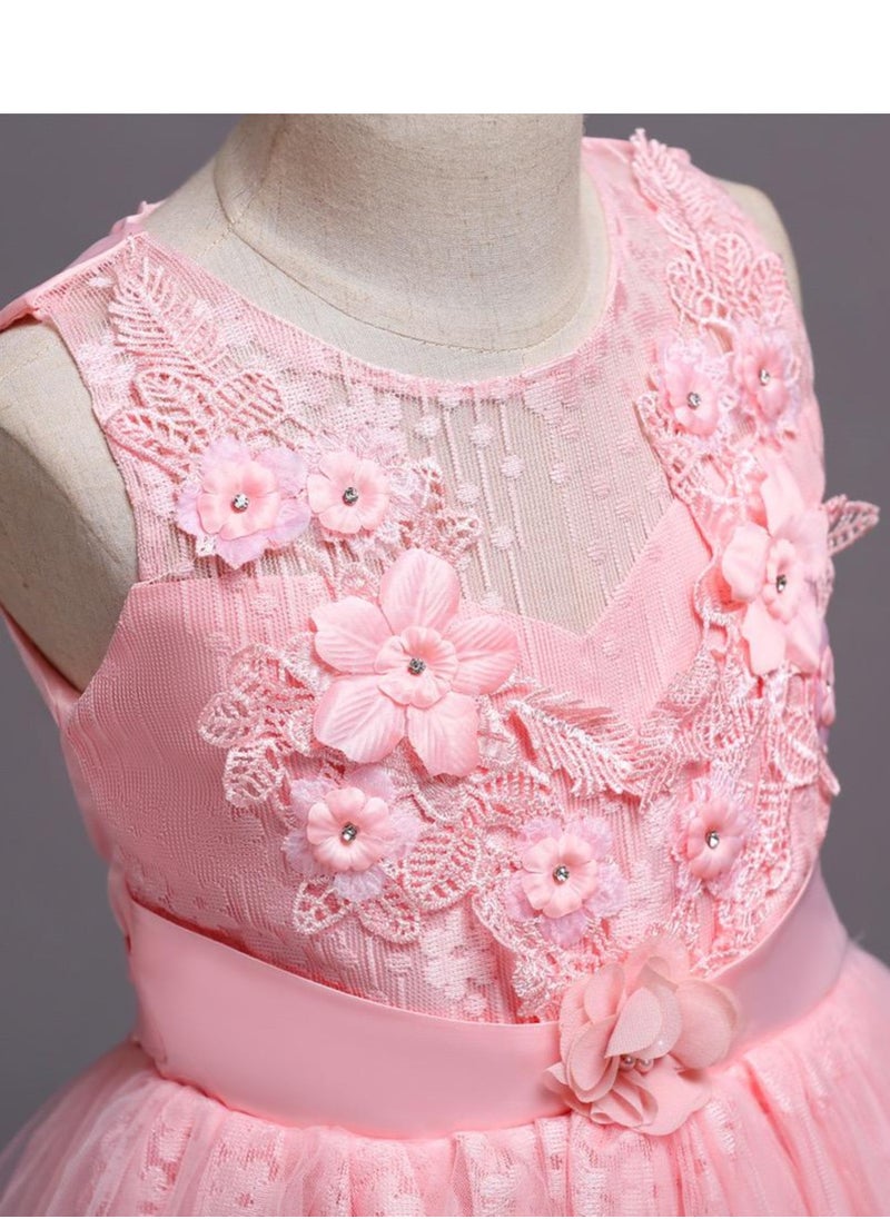 Best Gift Fashion - Summer Flower Dress Pageant Kids Dresses For Girls Clothes Princess's Girls Dresses for Party and Wedding Prom Pink - Image 1