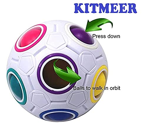 KITMEER Magic Rainbow Ball Goti Fidget Brainteaser Toy Puzzle Cube for 24 Months and Up, Multicolour - Image 5