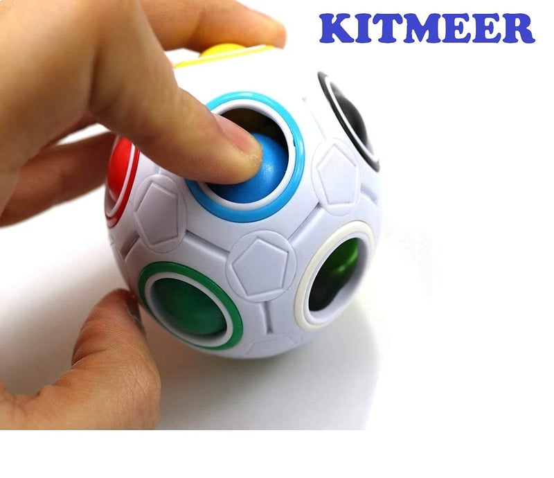 KITMEER Magic Rainbow Ball Goti Fidget Brainteaser Toy Puzzle Cube for 24 Months and Up, Multicolour - Image 4