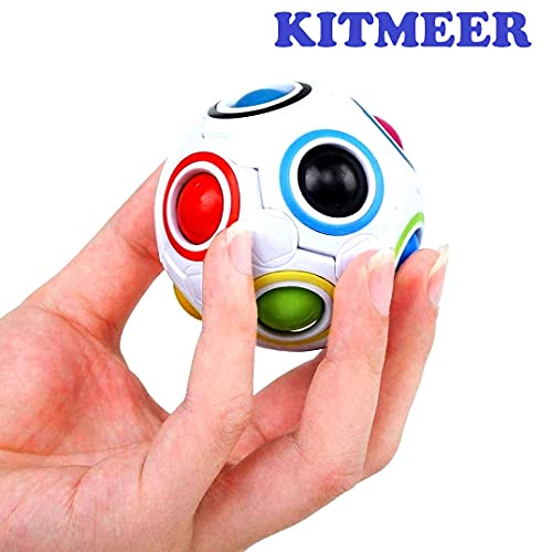 KITMEER Magic Rainbow Ball Goti Fidget Brainteaser Toy Puzzle Cube for 24 Months and Up, Multicolour - Image 3