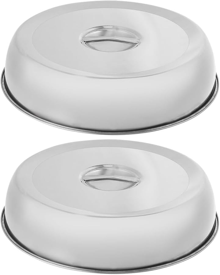 غطاء شريحة اللحم من الفولاذ المقاوم للصدأ، غطاء طعام وقائي بمقبض دائري للاستخدام المنزلي وفي المطاعم - Image 1