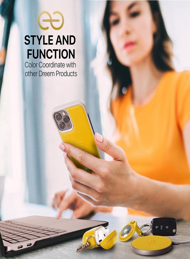 دريم جراب محفظة Dreem Fibonacci متوافق مع iPhone 14 Pro Max / جراب مقاوم للصدمات 2 في 1 وغطاء جلدي نباتي قابل للفصل، متوافق مع MagSafe، حماية RFID [أصفر] - Image 5