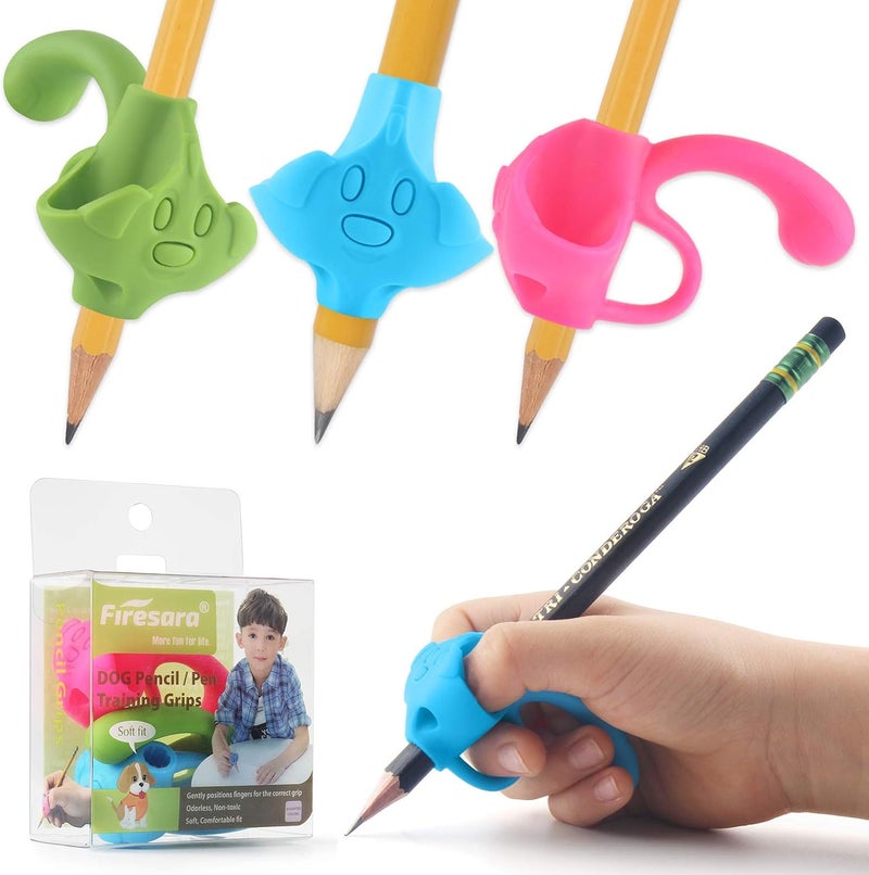 Firesara training grips for pencil, Original Training Grips Puppy Design Posture Correction for Kids Preschoolers Children Adults Special Needs Handwriting Aid for Lefties or Righties (3PCS) - Image 1